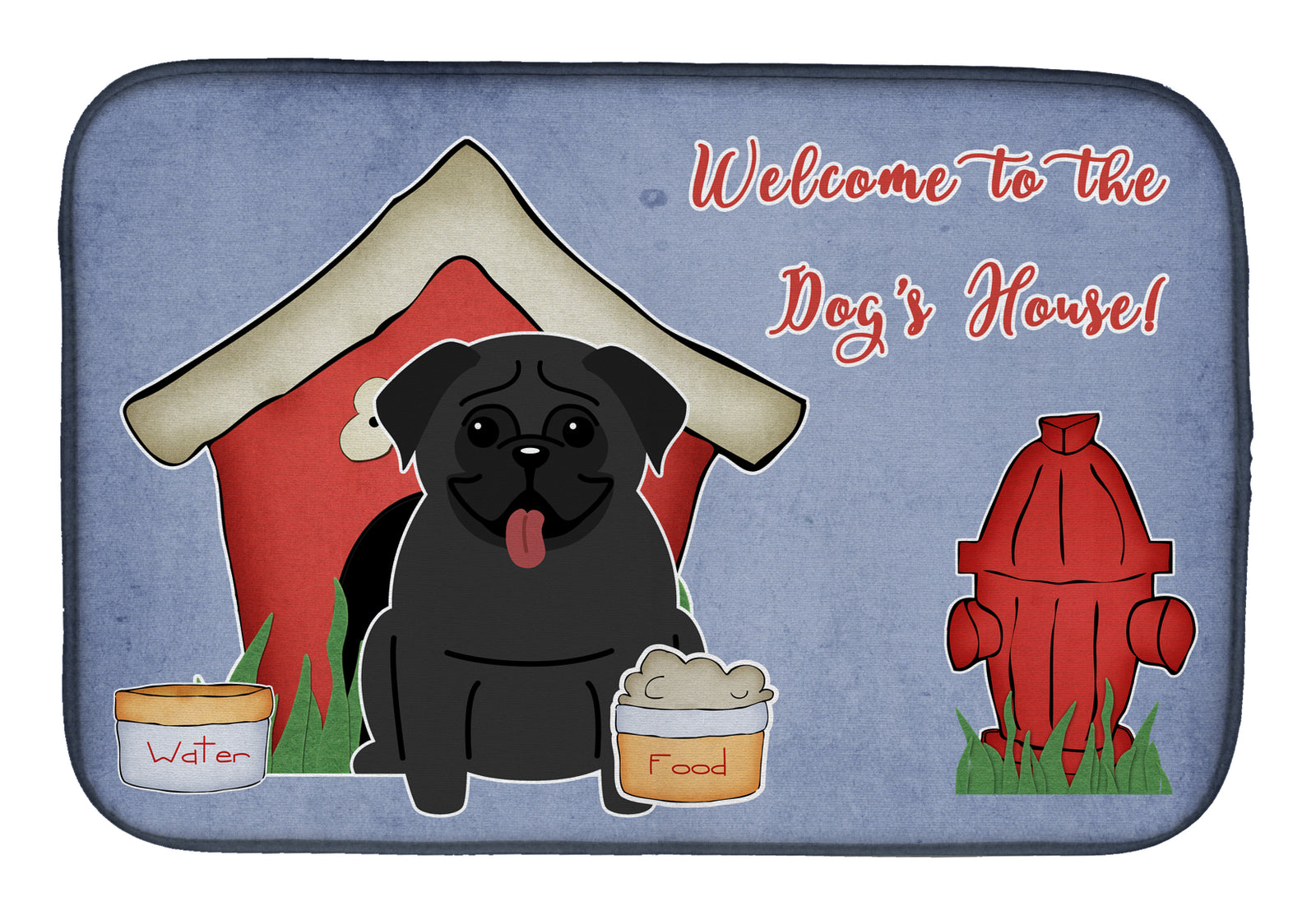 Dog House Collection Pug Black Dish Drying Mat BB2760DDM  the-store.com.
