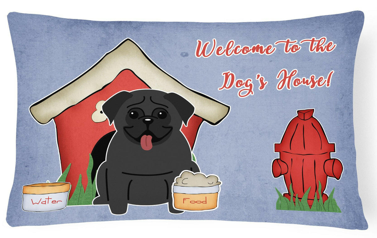 Dog House Collection Pug Black Canvas Fabric Decorative Pillow BB2760PW1216 by Caroline&#39;s Treasures