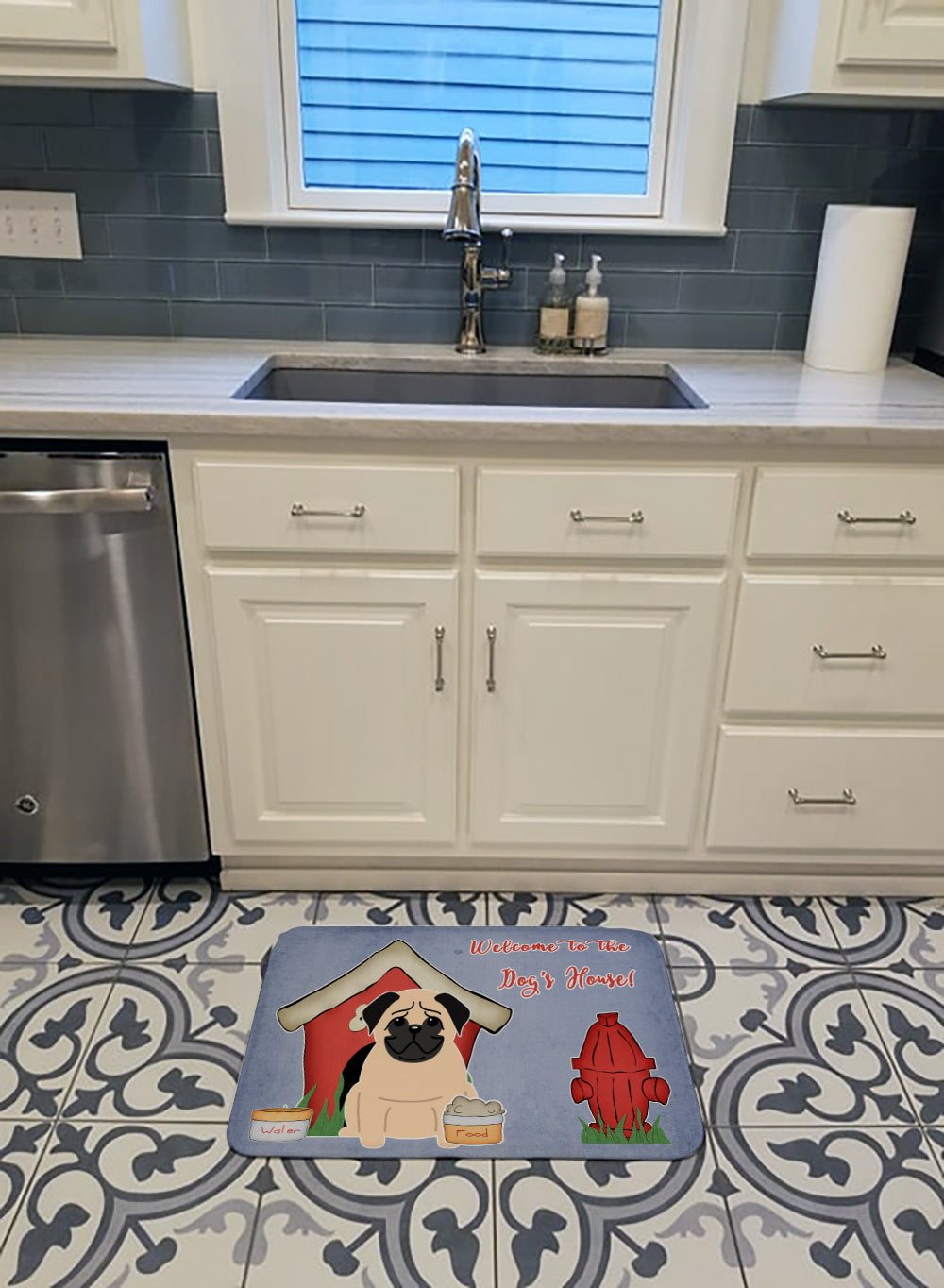 Dog House Collection Pug Fawn Machine Washable Memory Foam Mat BB2762RUG - the-store.com