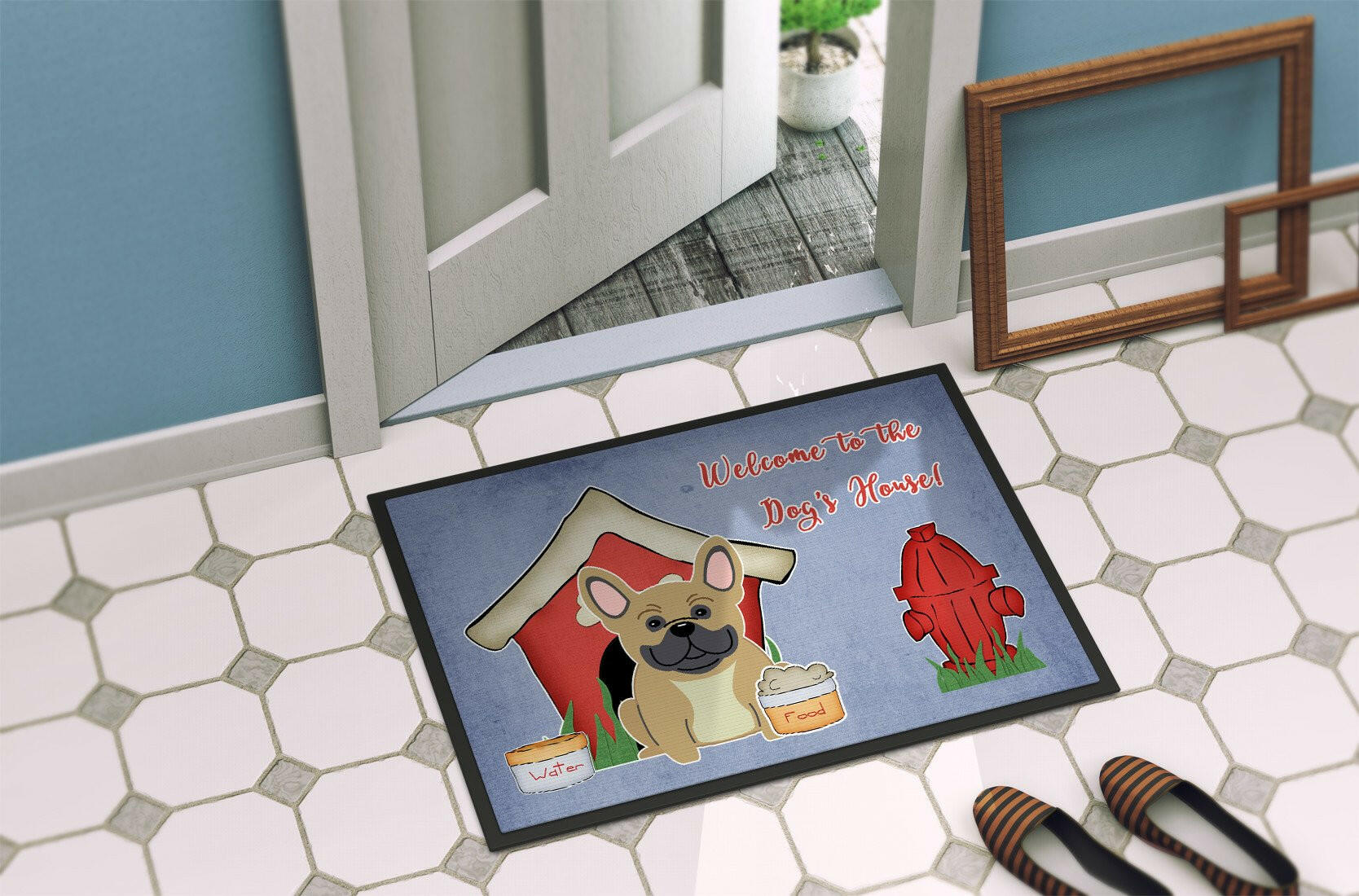 Dog House Collection French Bulldog Cream Indoor or Outdoor Mat 24x36 BB2764JMAT - the-store.com