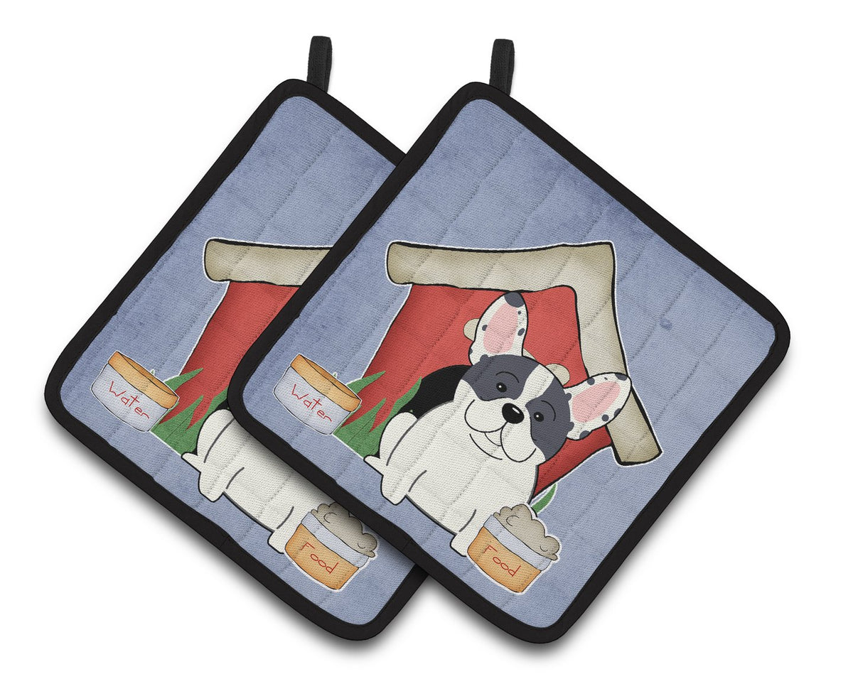 Dog House Collection French Bulldog Piebald Pair of Pot Holders BB2765PTHD by Caroline&#39;s Treasures