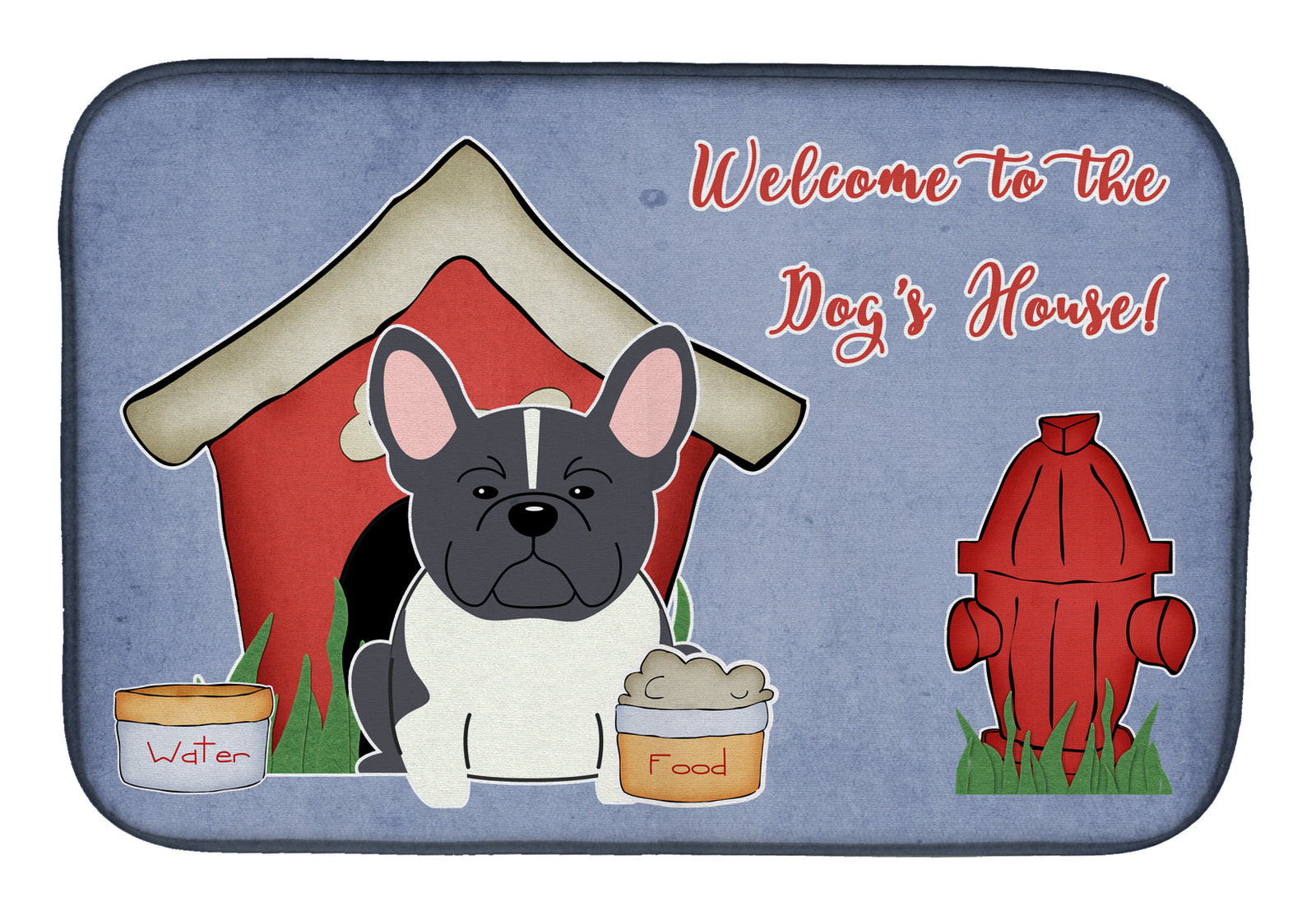 Dog House Collection French Bulldog Black White Dish Drying Mat BB2766DDM  the-store.com.