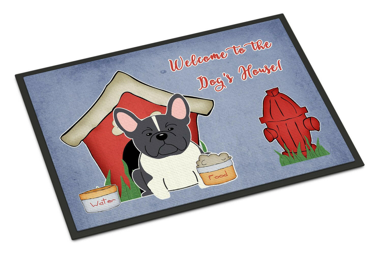 Dog House Collection French Bulldog Black White Indoor or Outdoor Mat 18x27 BB2766MAT - the-store.com