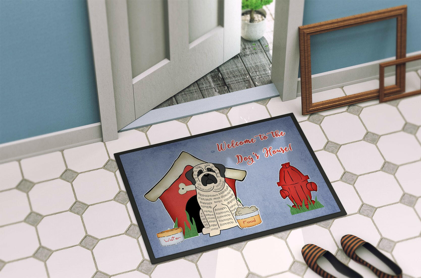 Dog House Collection Mastiff Brindle White Indoor or Outdoor Mat 24x36 BB2770JMAT - the-store.com