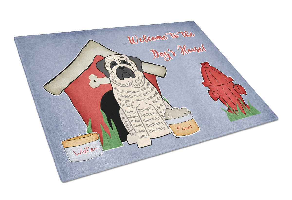 Dog House Collection Mastiff Brindle White Glass Cutting Board Large BB2770LCB by Caroline&#39;s Treasures