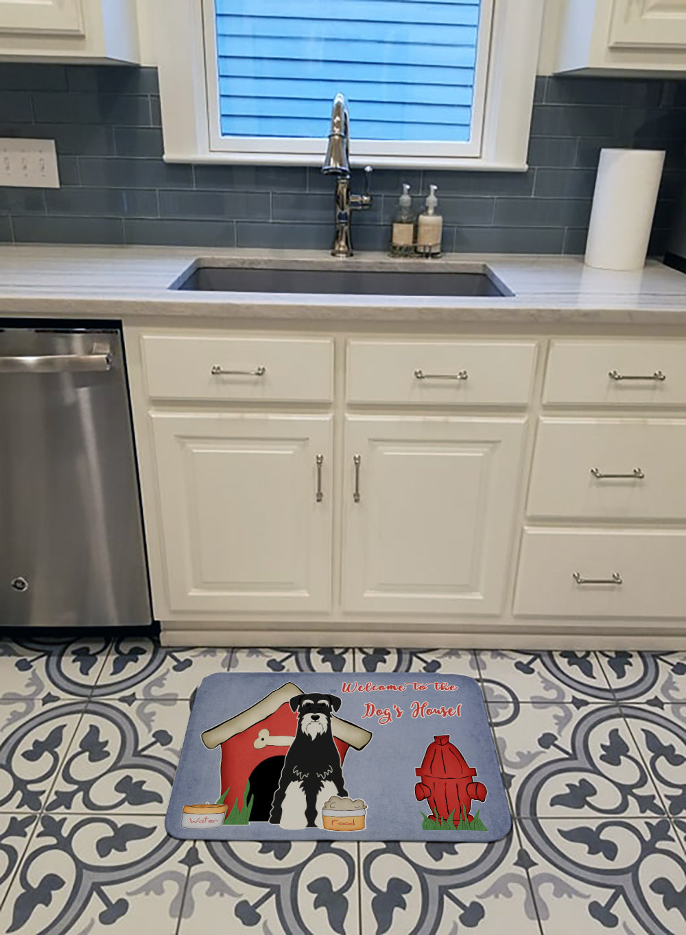Dog House Collection Standard Schnauzer Salt and Pepper Machine Washable Memory Foam Mat BB2787RUG - the-store.com