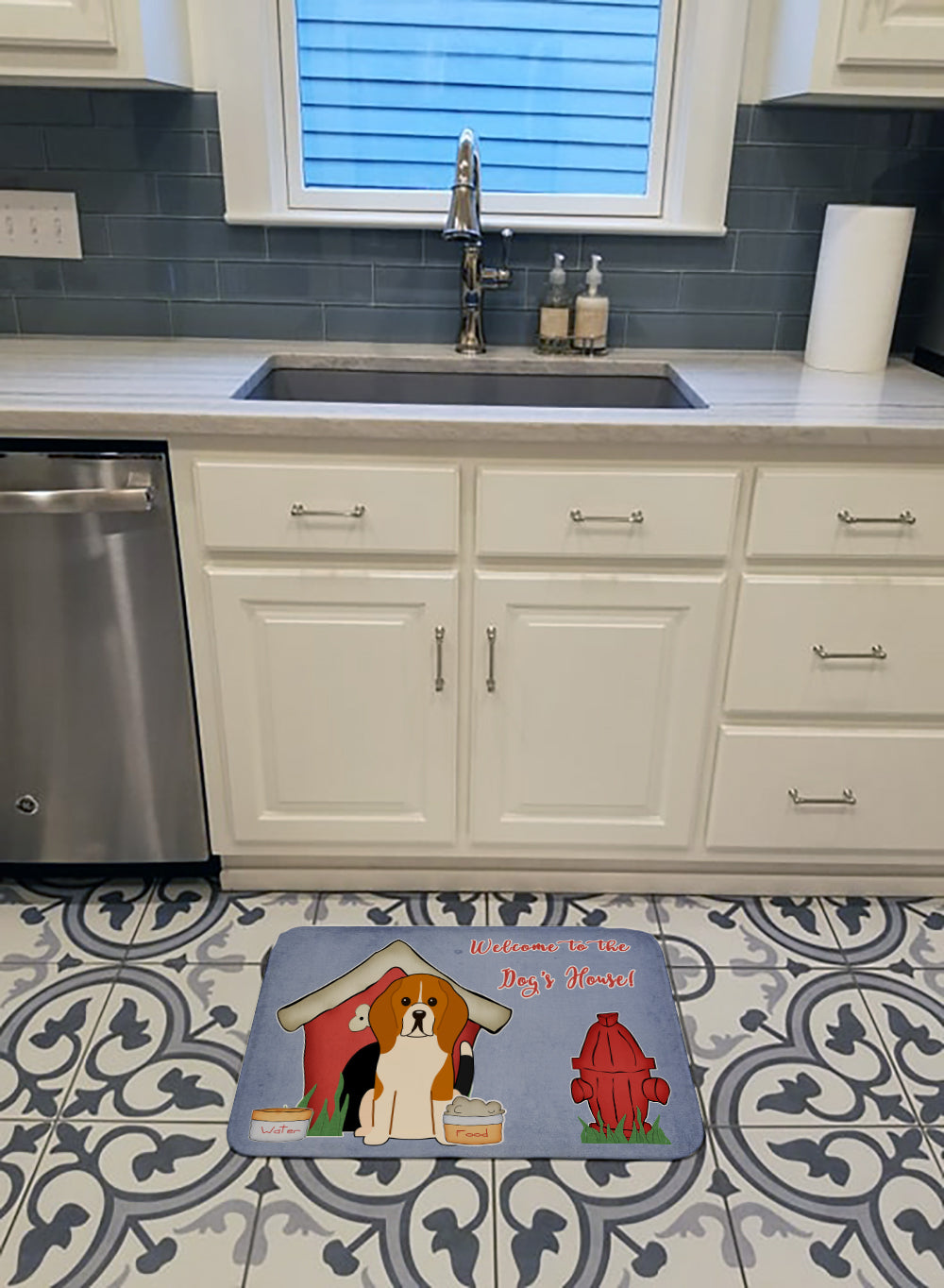 Dog House Collection Beagle Tricolor Machine Washable Memory Foam Mat BB2794RUG - the-store.com