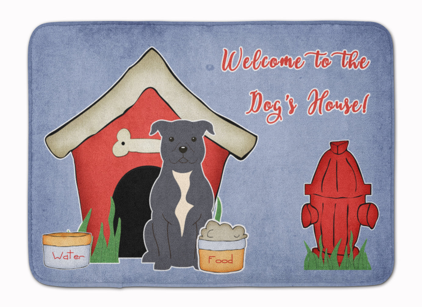 Dog House Collection Staffordshire Bull Terrier Blue Machine Washable Memory Foam Mat BB2800RUG - the-store.com