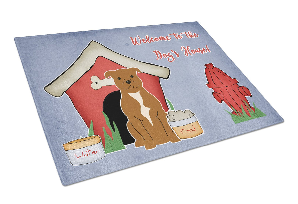 Dog House Collection Staffordshire Bull Terrier Brown Glass Cutting Board Large BB2801LCB by Caroline&#39;s Treasures