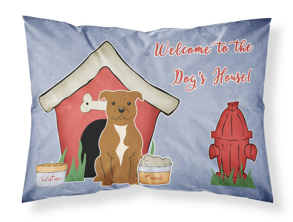 Dog House Collection Staffordshire Bull Terrier Brown Fabric Standard Pillowcase BB2801PILLOWCASE by Caroline&#39;s Treasures