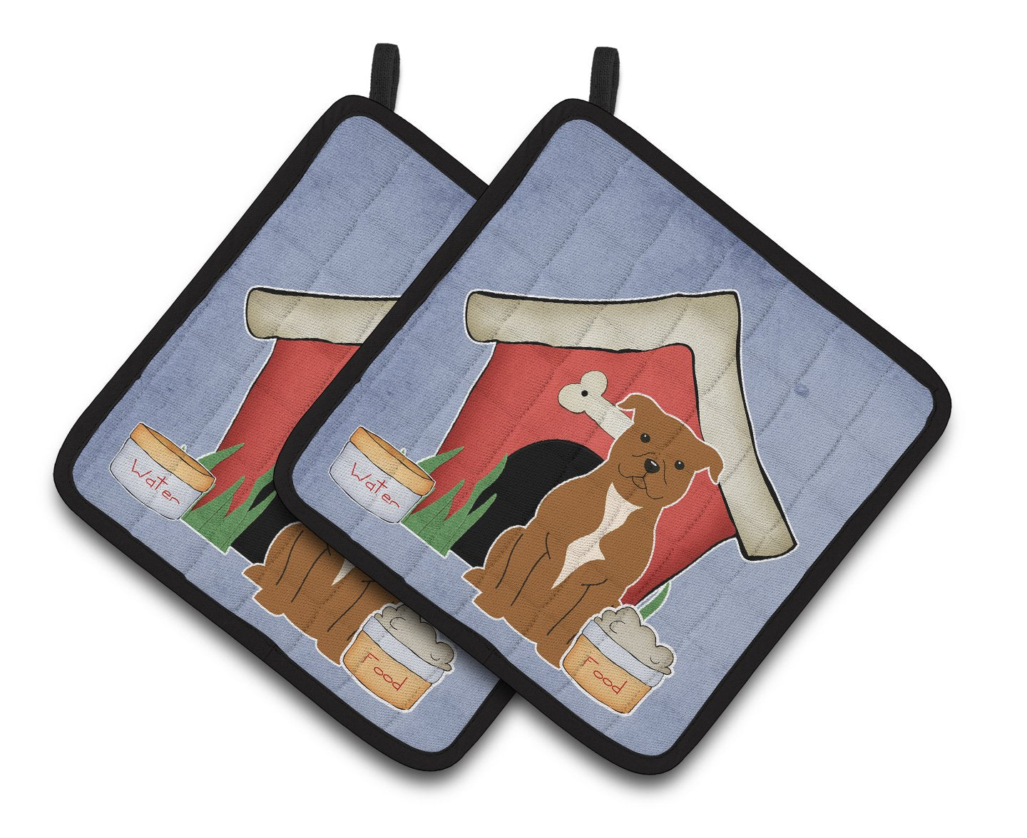 Dog House Collection Staffordshire Bull Terrier Brown Pair of Pot Holders by Caroline's Treasures