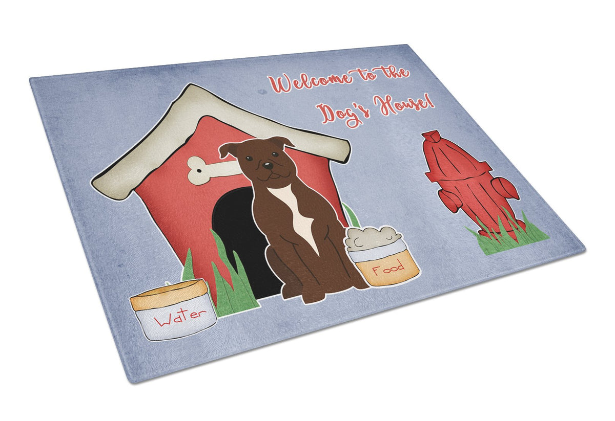 Dog House Collection Staffordshire Bull Terrier Chocolate Glass Cutting Board Large BB2802LCB by Caroline&#39;s Treasures
