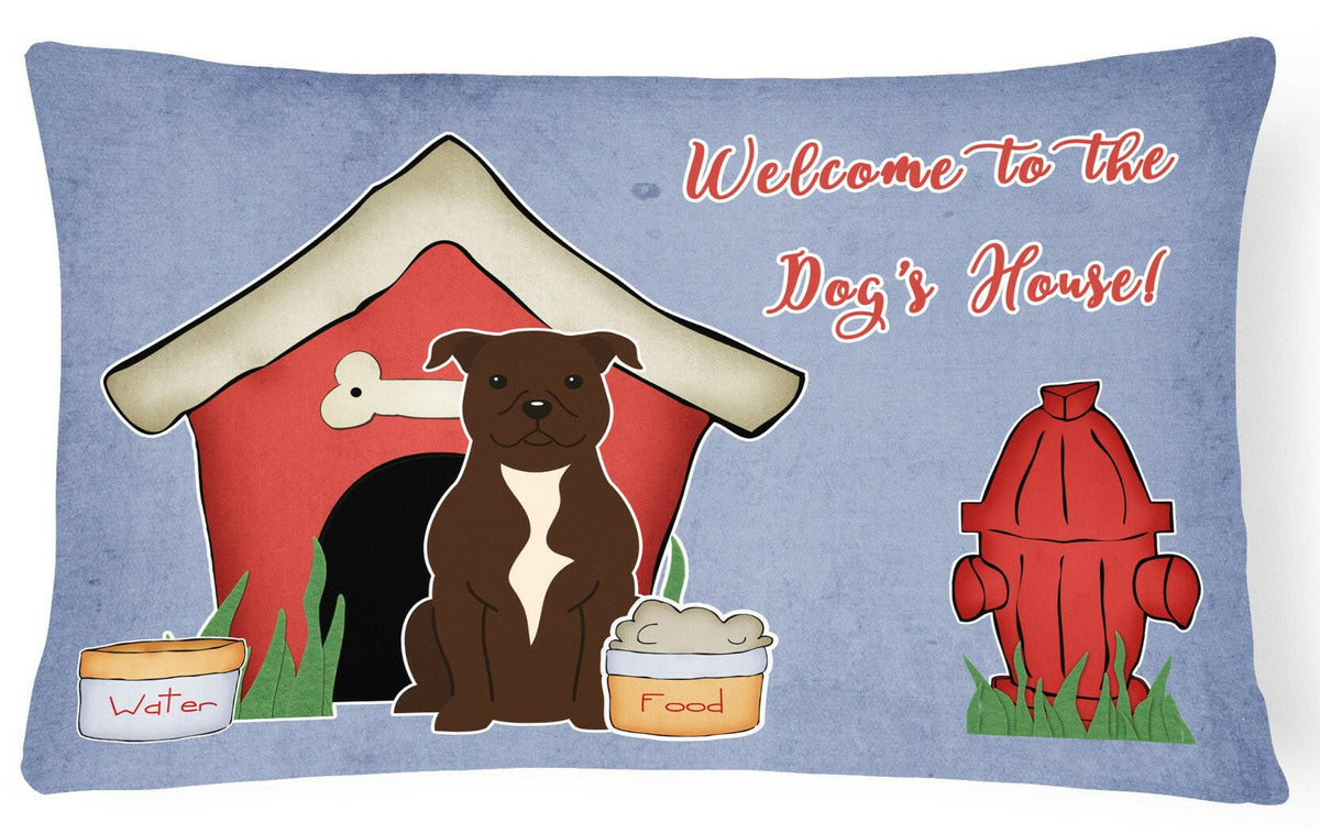Dog House Collection Staffordshire Bull Terrier Chocolate Canvas Fabric Decorative Pillow BB2802PW1216 by Caroline&#39;s Treasures