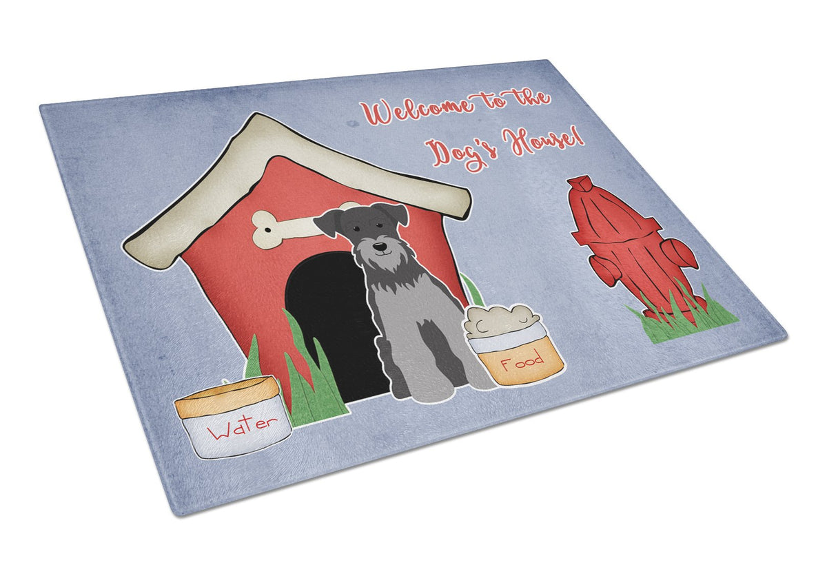 Dog House Collection Miniature Schanuzer Black Silver Glass Cutting Board Large BB2806LCB by Caroline&#39;s Treasures