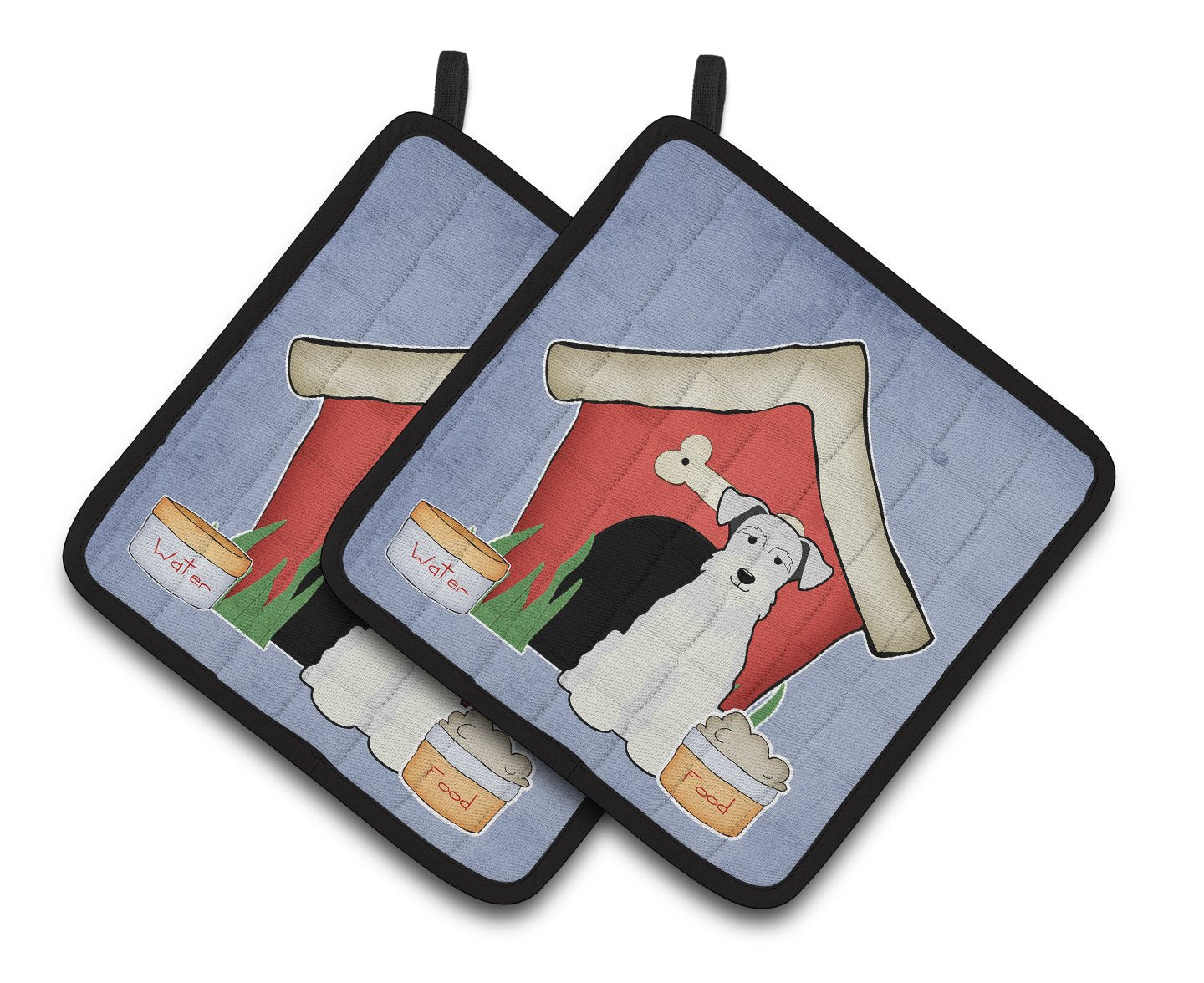 Dog House Collection Miniature Schanuzer White Pair of Pot Holders by Caroline's Treasures