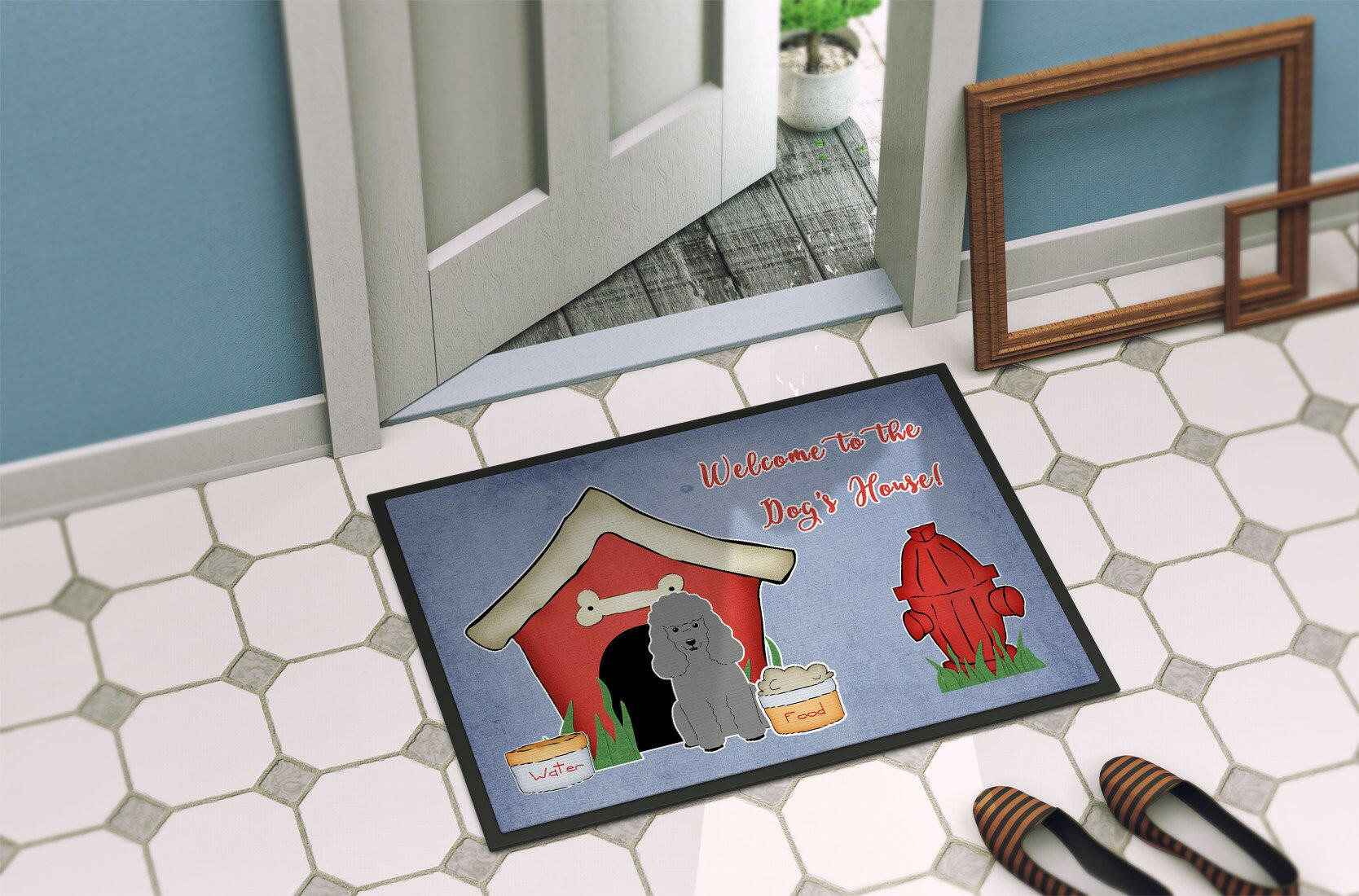 Dog House Collection Poodle Silver Indoor or Outdoor Mat 24x36 BB2822JMAT - the-store.com