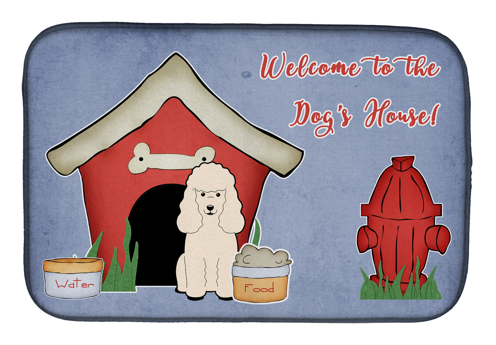 Dog House Collection Poodle White Dish Drying Mat BB2824DDM