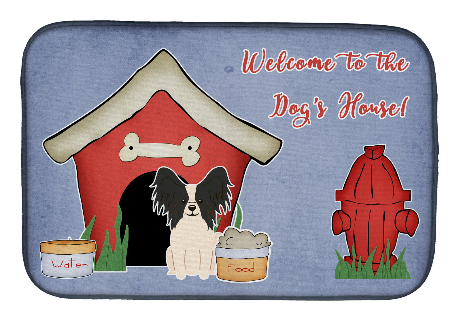 Dog House Collection Papillon Black White Dish Drying Mat BB2830DDM  the-store.com.