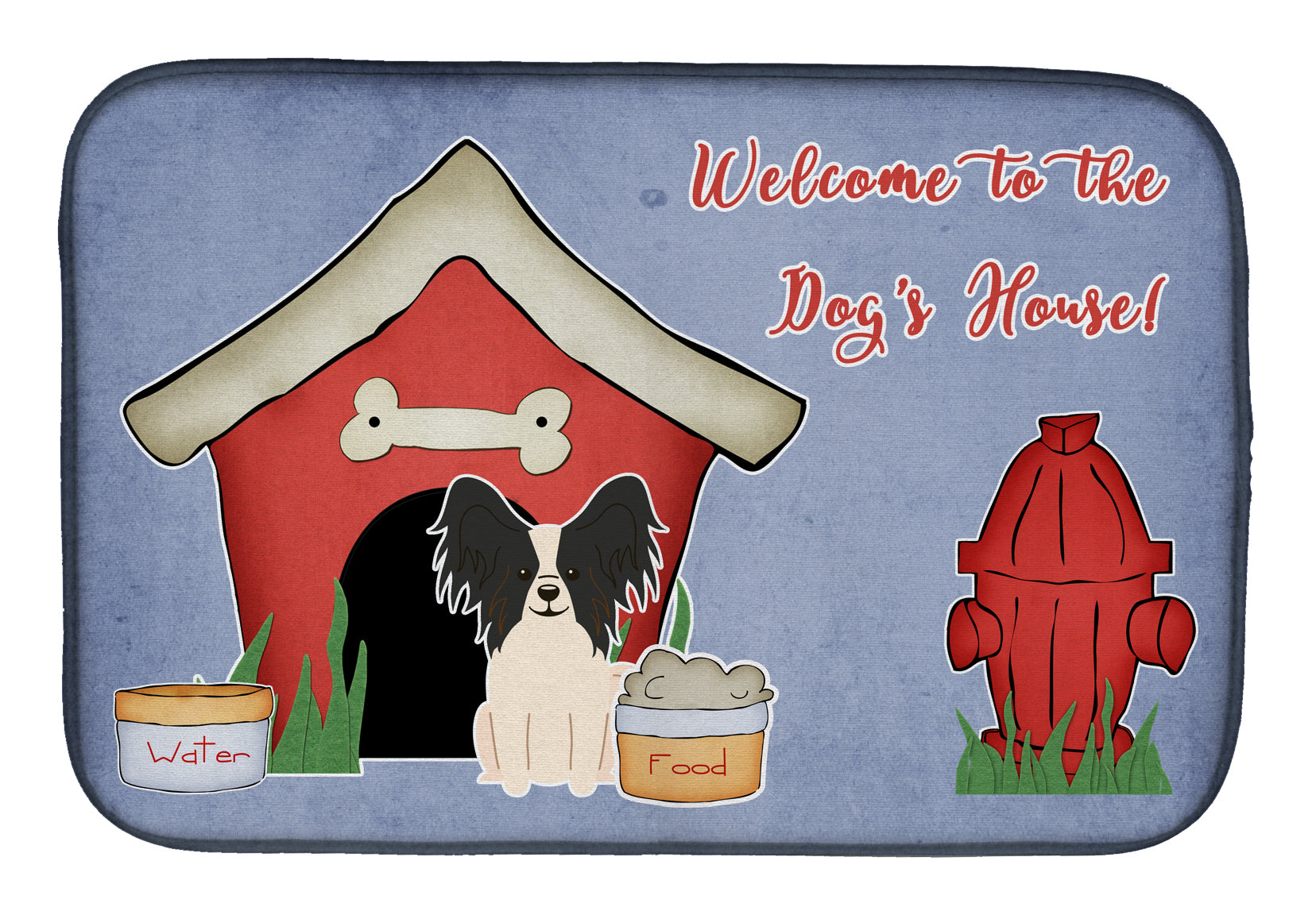 Dog House Collection Papillon Black White Dish Drying Mat BB2830DDM