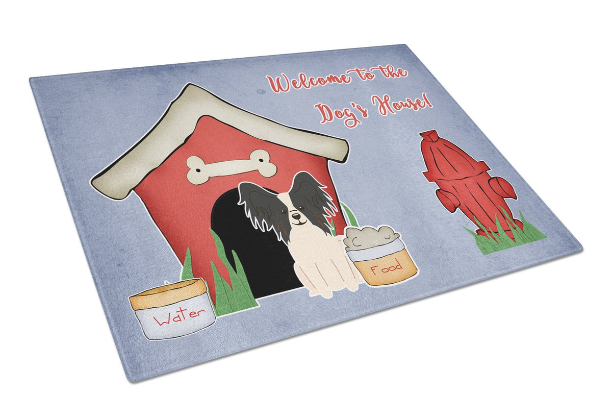 Dog House Collection Papillon Black White Glass Cutting Board Large BB2830LCB by Caroline&#39;s Treasures