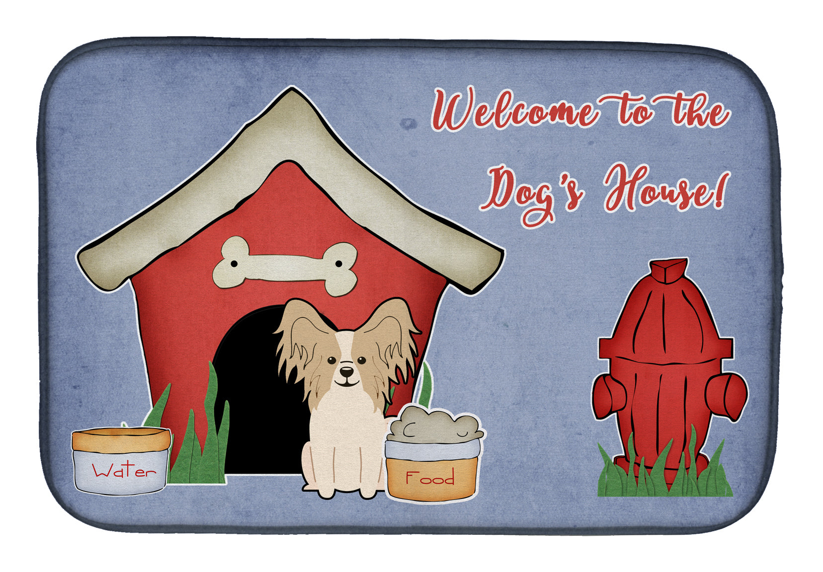 Dog House Collection Papillon Sable White Dish Drying Mat BB2831DDM