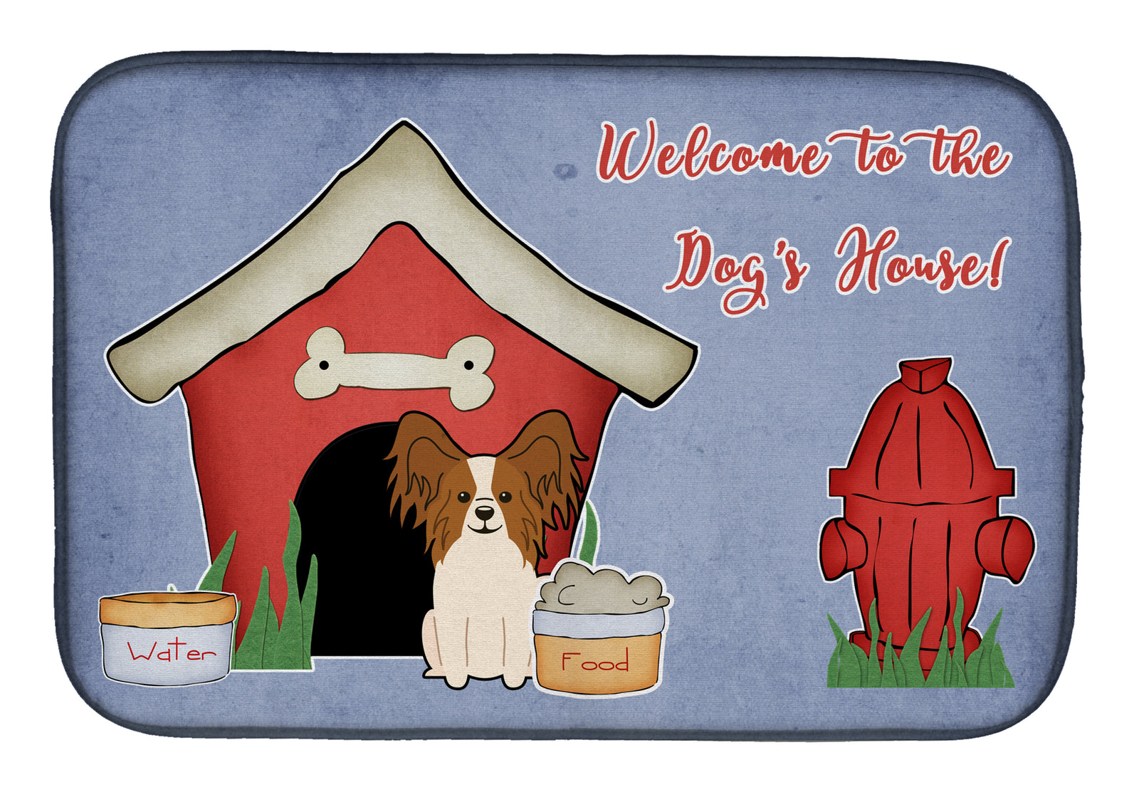 Dog House Collection Papillon Red White Dish Drying Mat BB2832DDM