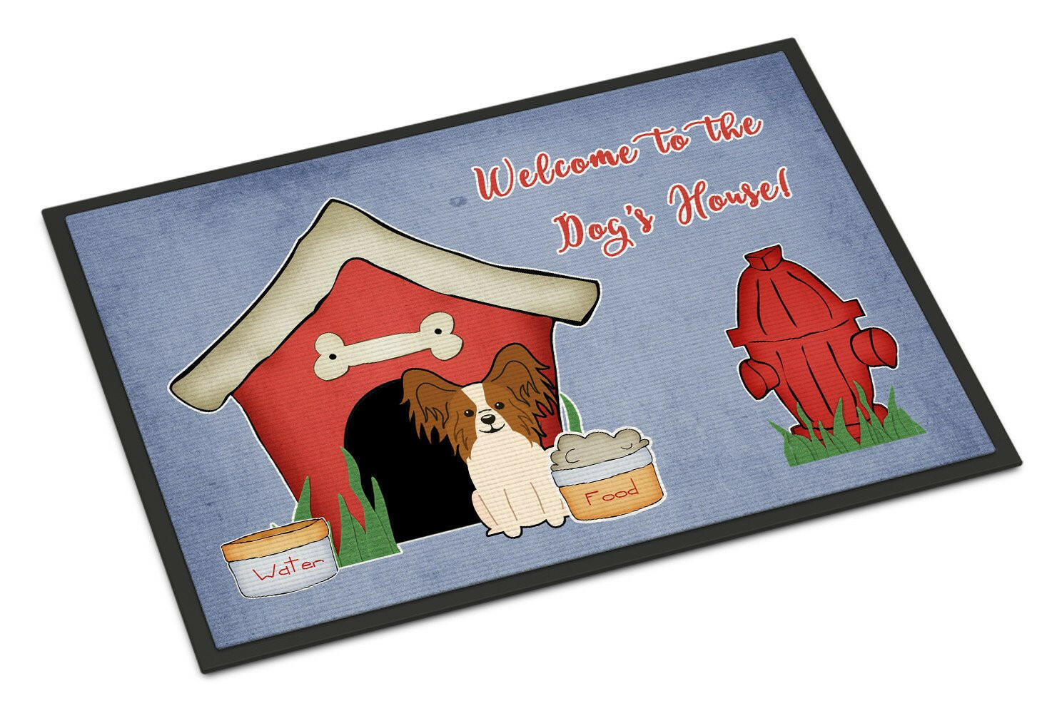 Dog House Collection Papillon Red White Indoor or Outdoor Mat 24x36 BB2832JMAT - the-store.com