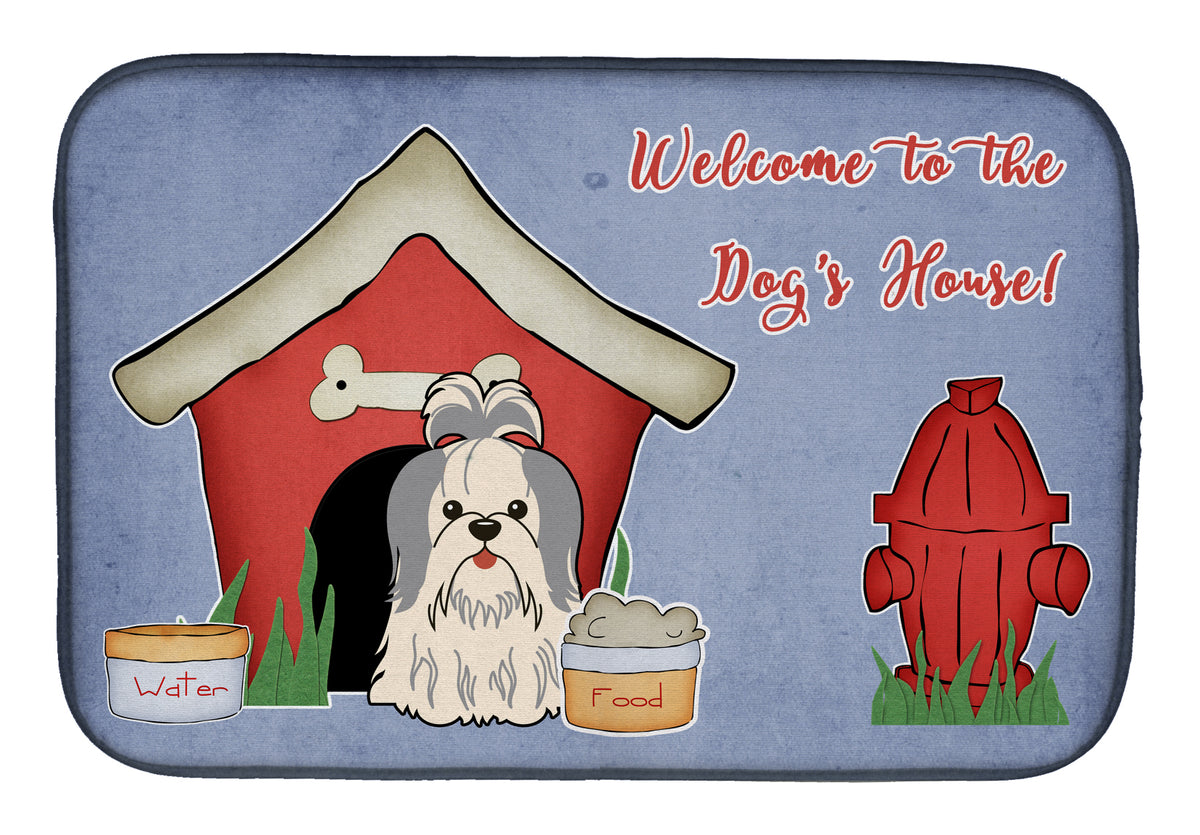 Dog House Collection Shih Tzu Silver White Dish Drying Mat BB2839DDM  the-store.com.