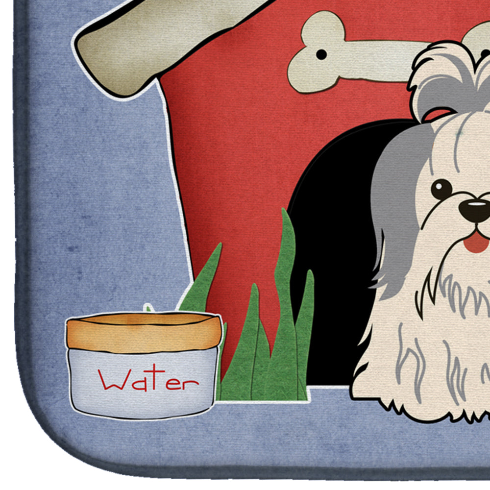 Dog House Collection Shih Tzu Silver White Dish Drying Mat BB2839DDM  the-store.com.