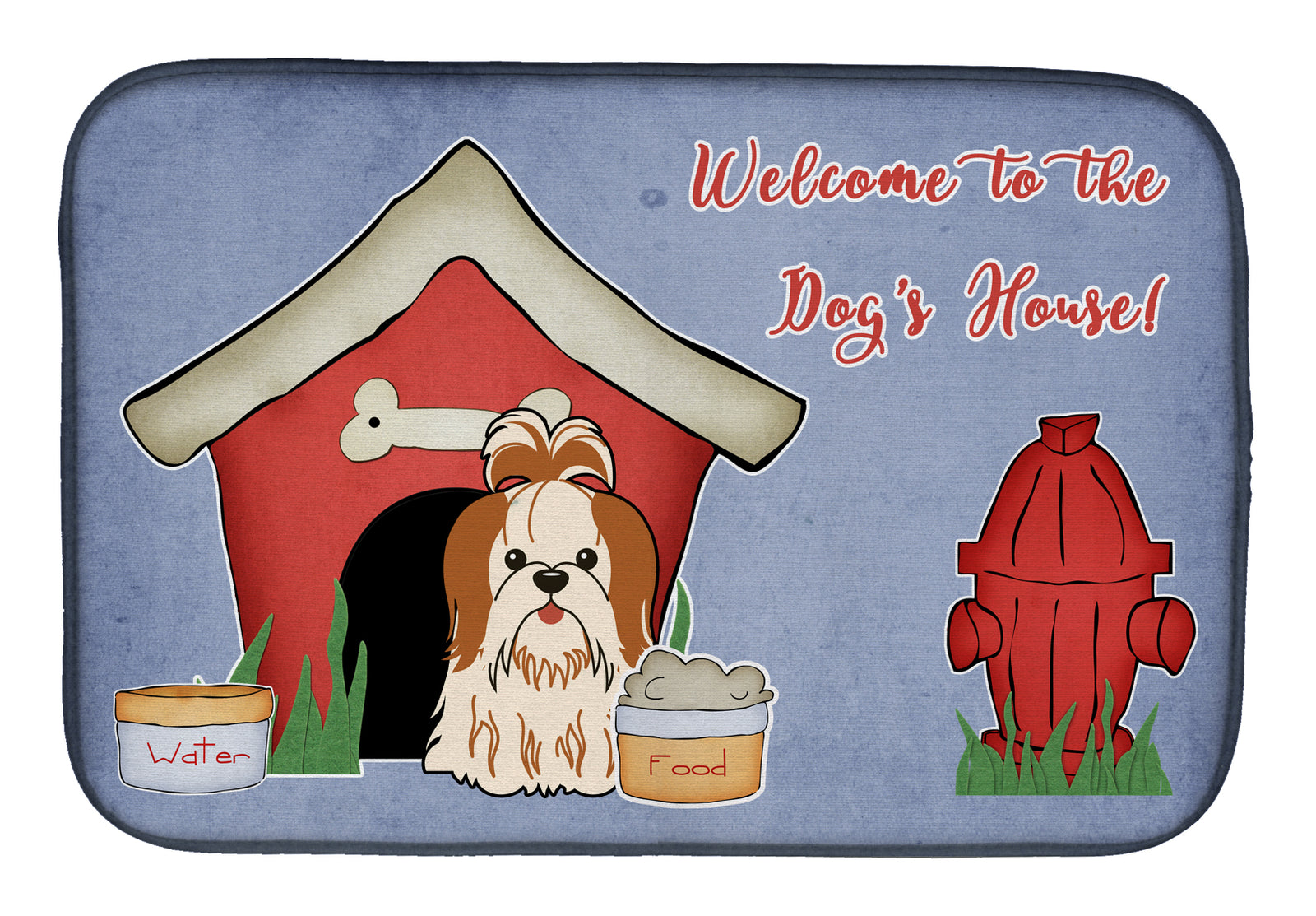 Dog House Collection Shih Tzu Red White Dish Drying Mat BB2841DDM  the-store.com.