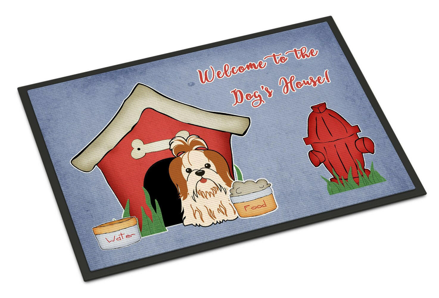 Dog House Collection Shih Tzu Red White Indoor or Outdoor Mat 18x27 BB2841MAT - the-store.com