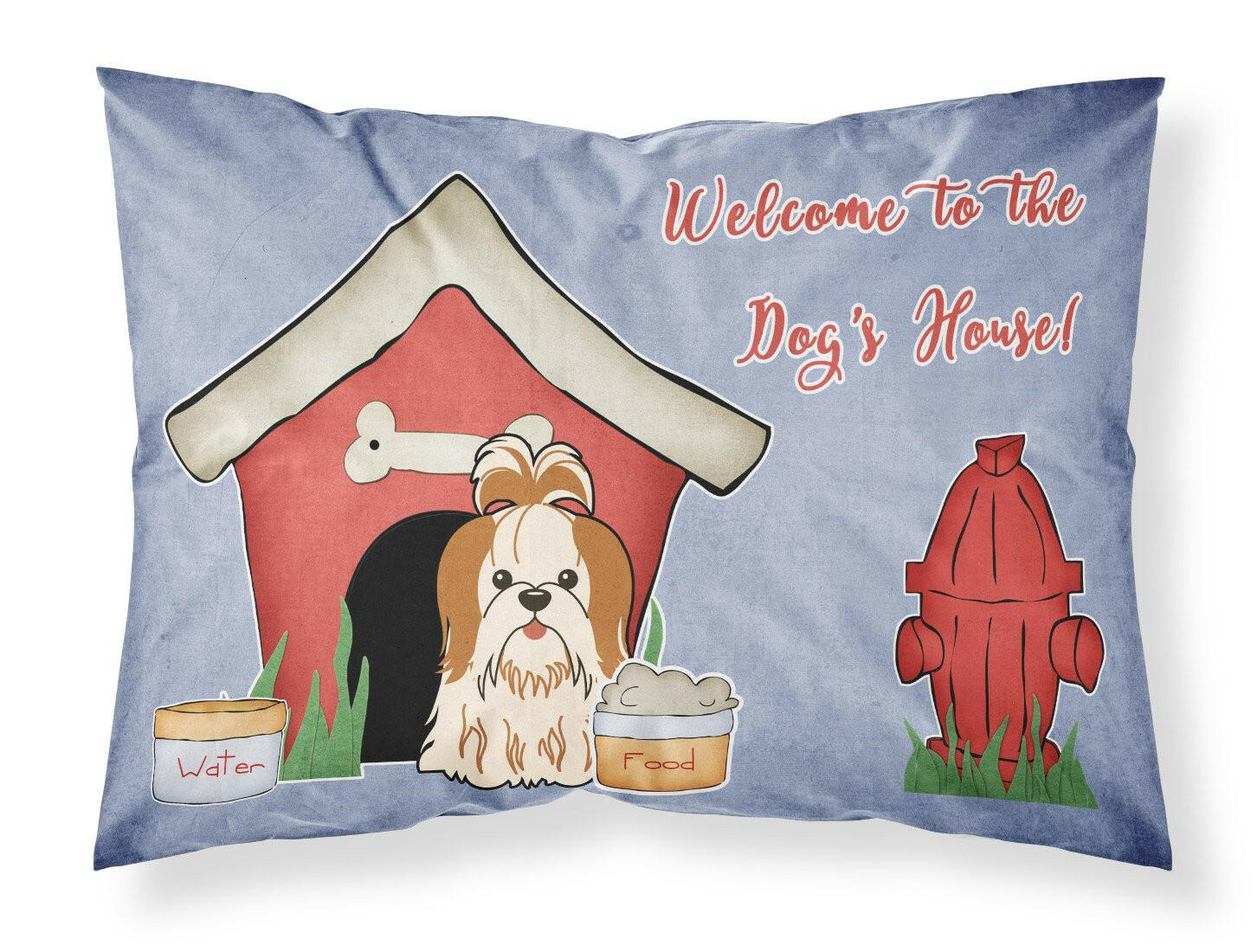 Dog House Collection Shih Tzu Red White Fabric Standard Pillowcase BB2841PILLOWCASE by Caroline's Treasures
