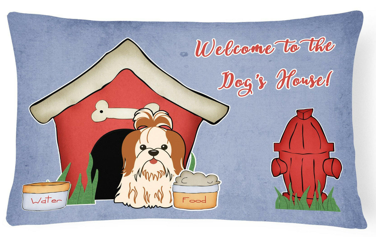 Dog House Collection Shih Tzu Red White Canvas Fabric Decorative Pillow BB2841PW1216 by Caroline&#39;s Treasures
