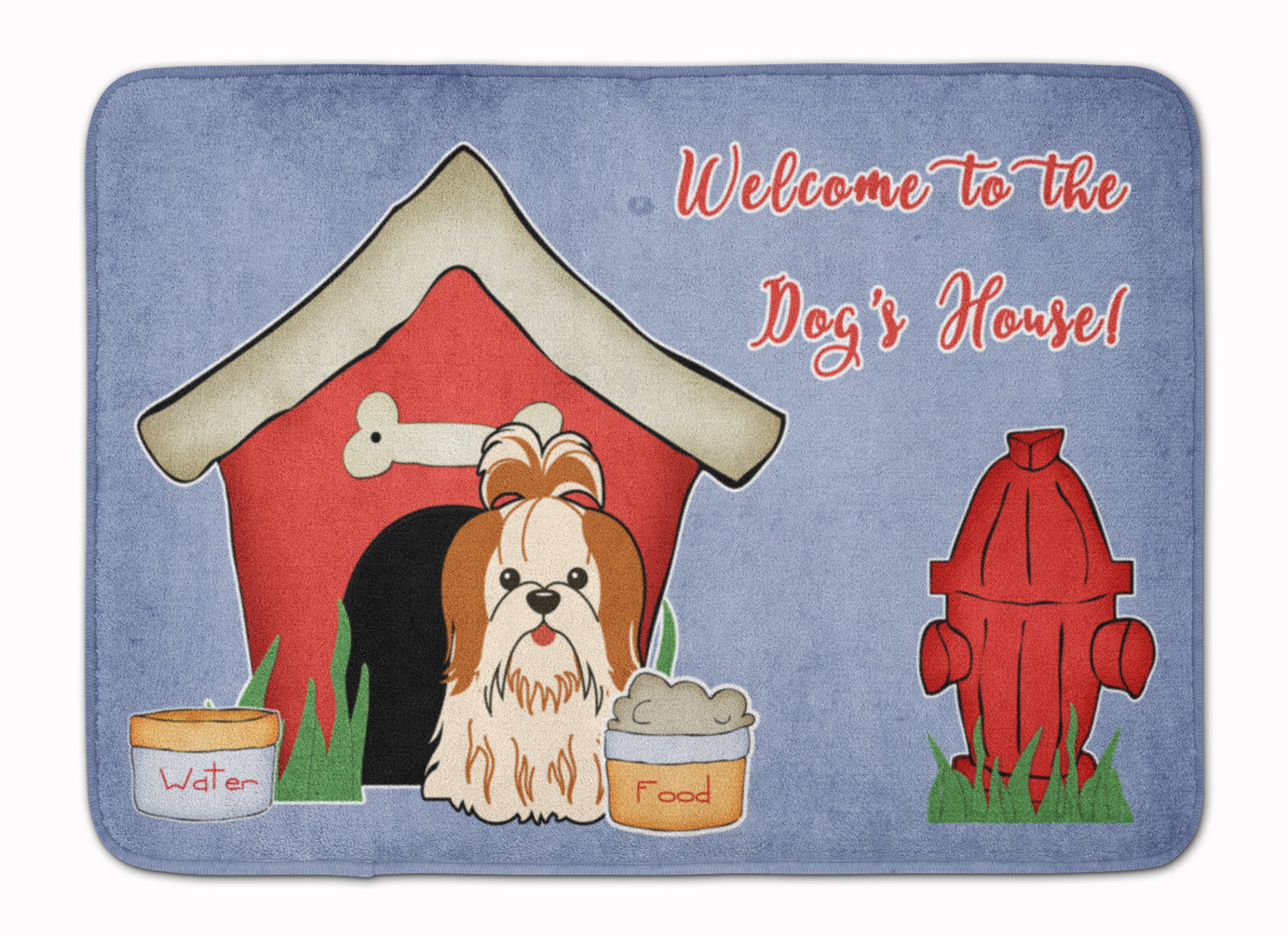 Dog House Collection Shih Tzu Red White Machine Washable Memory Foam Mat BB2841RUG - the-store.com