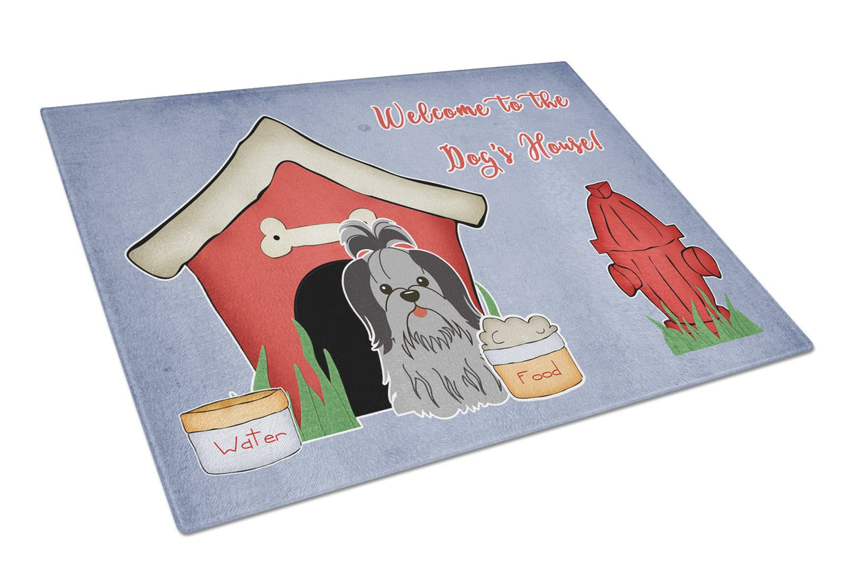 Dog House Collection Shih Tzu Black Silver Glass Cutting Board Large BB2843LCB by Caroline&#39;s Treasures