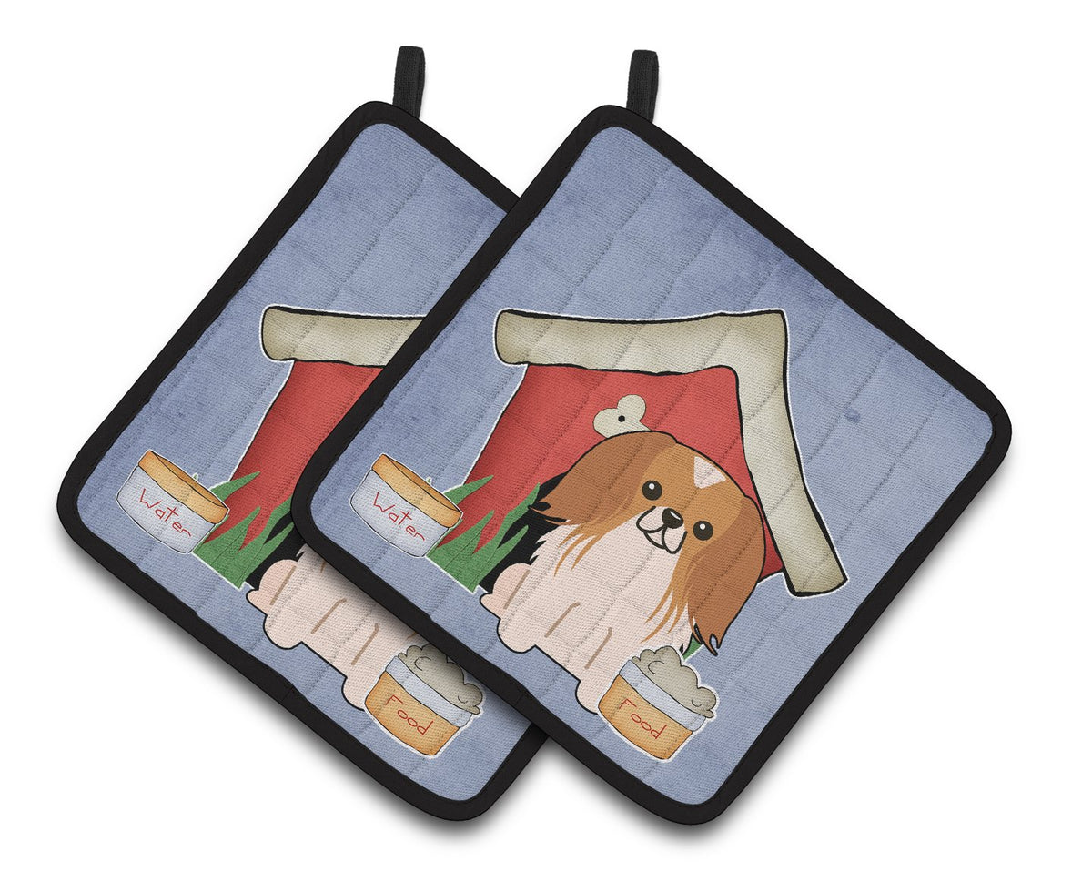Dog House Collection Pekingnese Red White Pair of Pot Holders BB2857PTHD by Caroline&#39;s Treasures