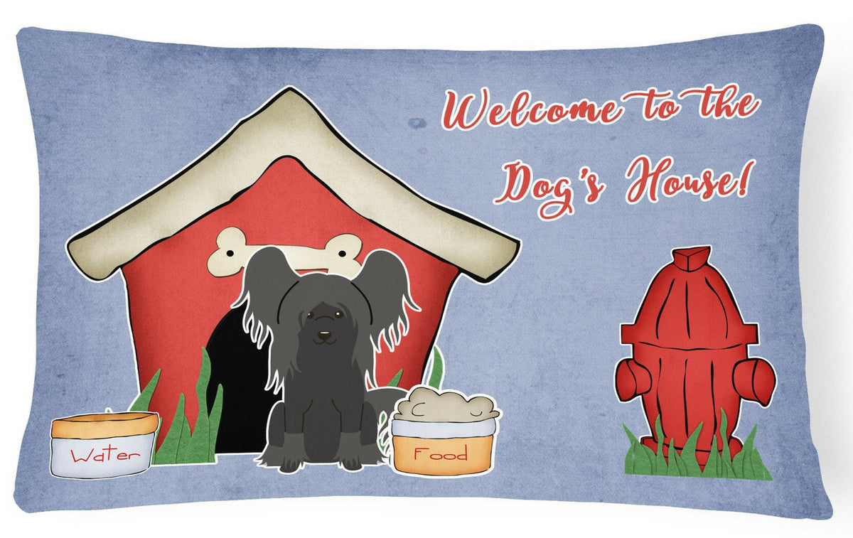 Dog House Collection Chinese Crested Black Canvas Fabric Decorative Pillow BB2866PW1216 by Caroline&#39;s Treasures