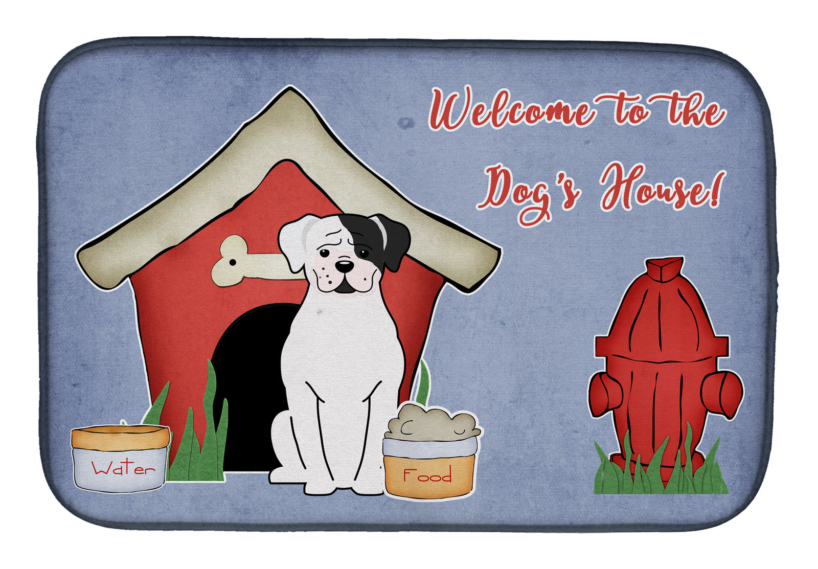 Dog House Collection White Boxer Cooper Dish Drying Mat BB2868DDM  the-store.com.