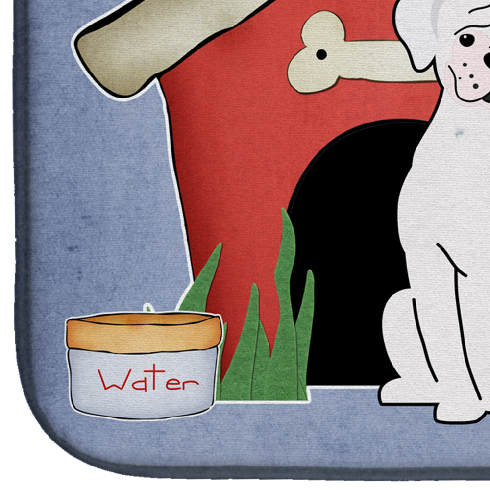 Dog House Collection White Boxer Cooper Dish Drying Mat BB2868DDM