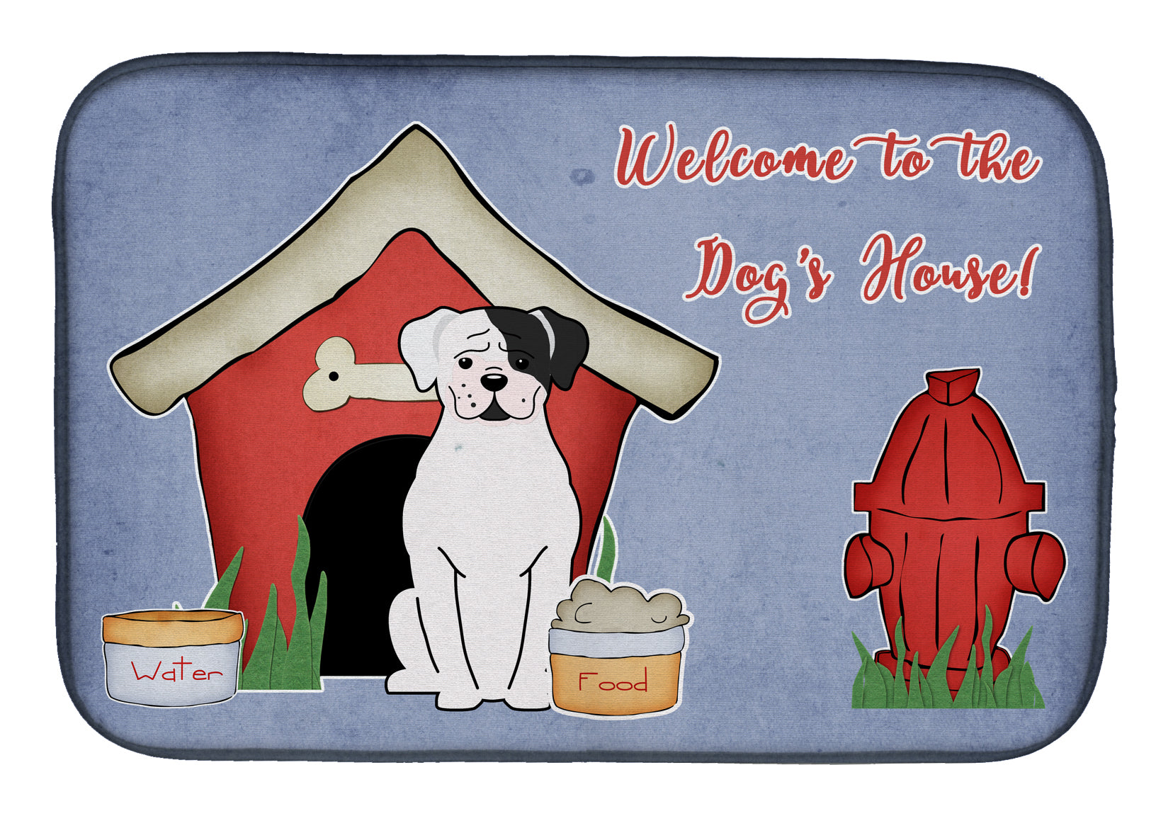 Dog House Collection White Boxer Cooper Dish Drying Mat BB2868DDM  the-store.com.