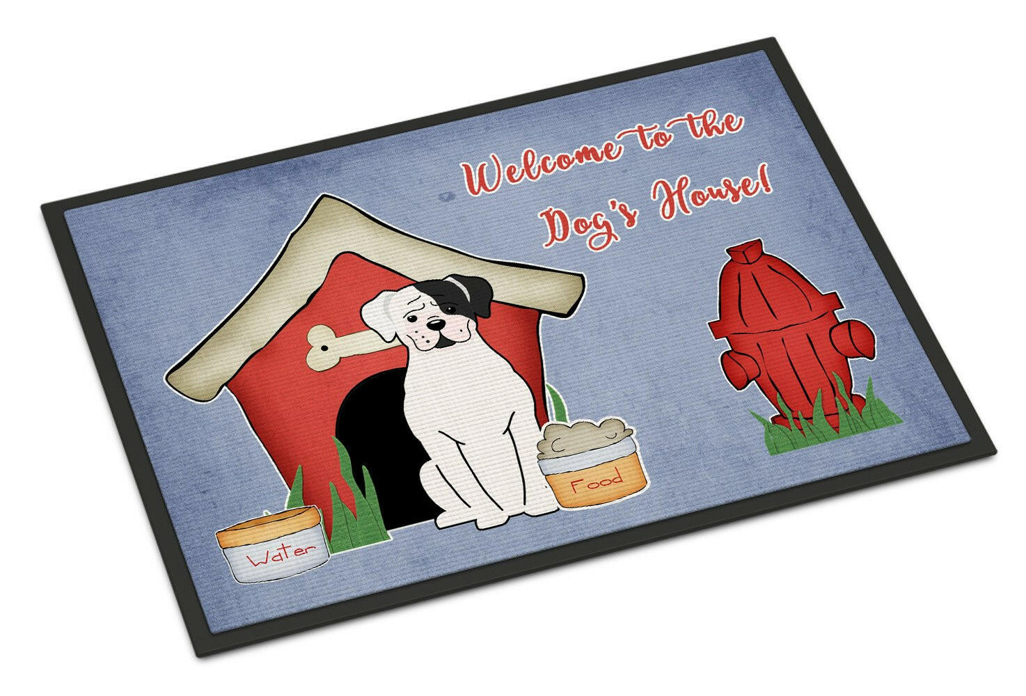 Dog House Collection White Boxer Cooper Indoor or Outdoor Mat 24x36 BB2868JMAT - the-store.com