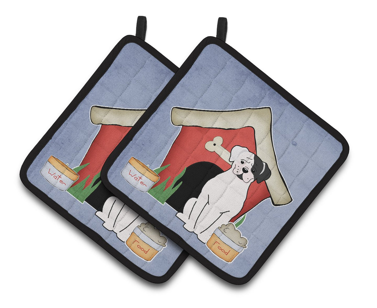 Dog House Collection White Boxer Cooper Pair of Pot Holders by Caroline&#39;s Treasures