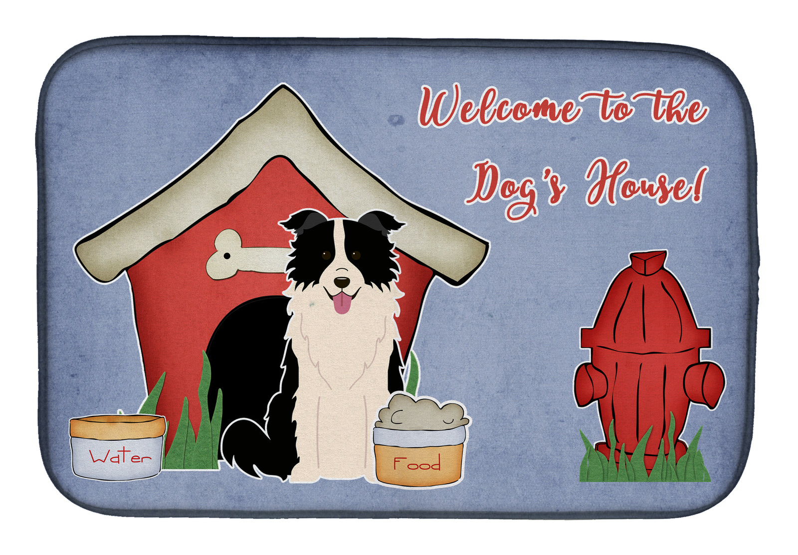 Dog House Collection Border Collie Black White Dish Drying Mat BB2872DDM