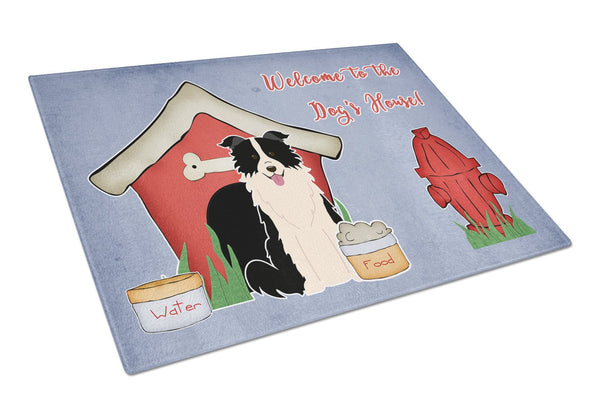 Dog House Collection Border Collie Black White Glass Cutting Board Large BB2872LCB by Caroline's Treasures