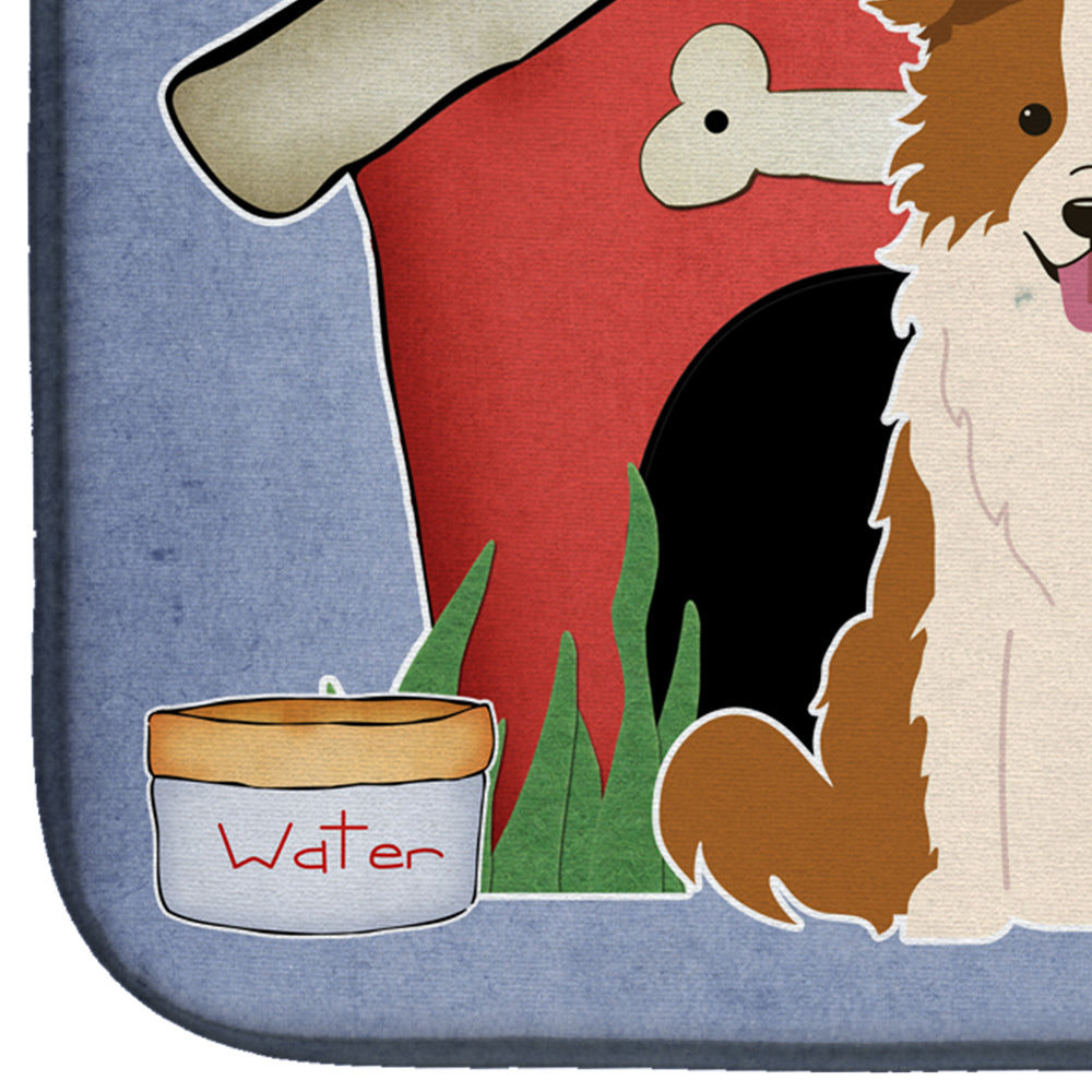 Dog House Collection Border Collie Red White Dish Drying Mat BB2873DDM