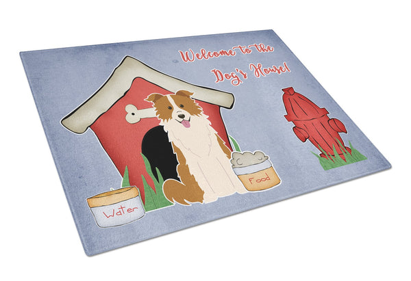 Dog House Collection Border Collie Red White Glass Cutting Board Large BB2873LCB by Caroline's Treasures