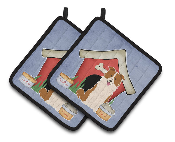 Dog House Collection Border Collie Red White Pair of Pot Holders BB2873PTHD by Caroline's Treasures