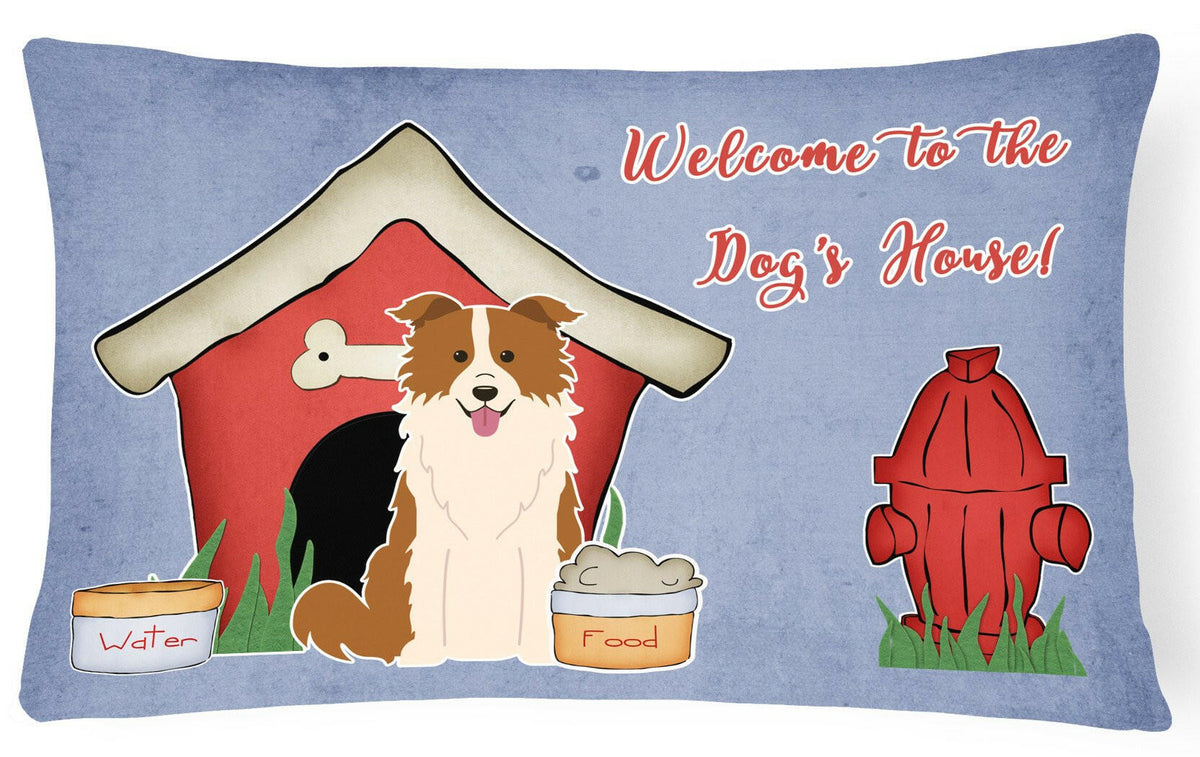 Dog House Collection Border Collie Red White Canvas Fabric Decorative Pillow BB2873PW1216 by Caroline&#39;s Treasures