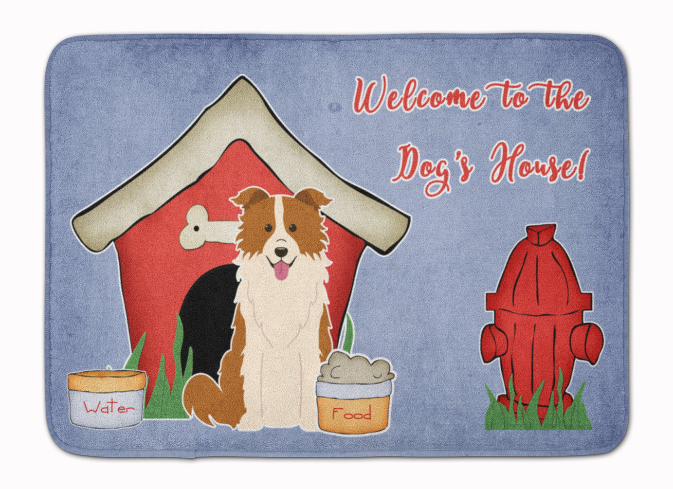 Dog House Collection Border Collie Red White Machine Washable Memory Foam Mat BB2873RUG - the-store.com
