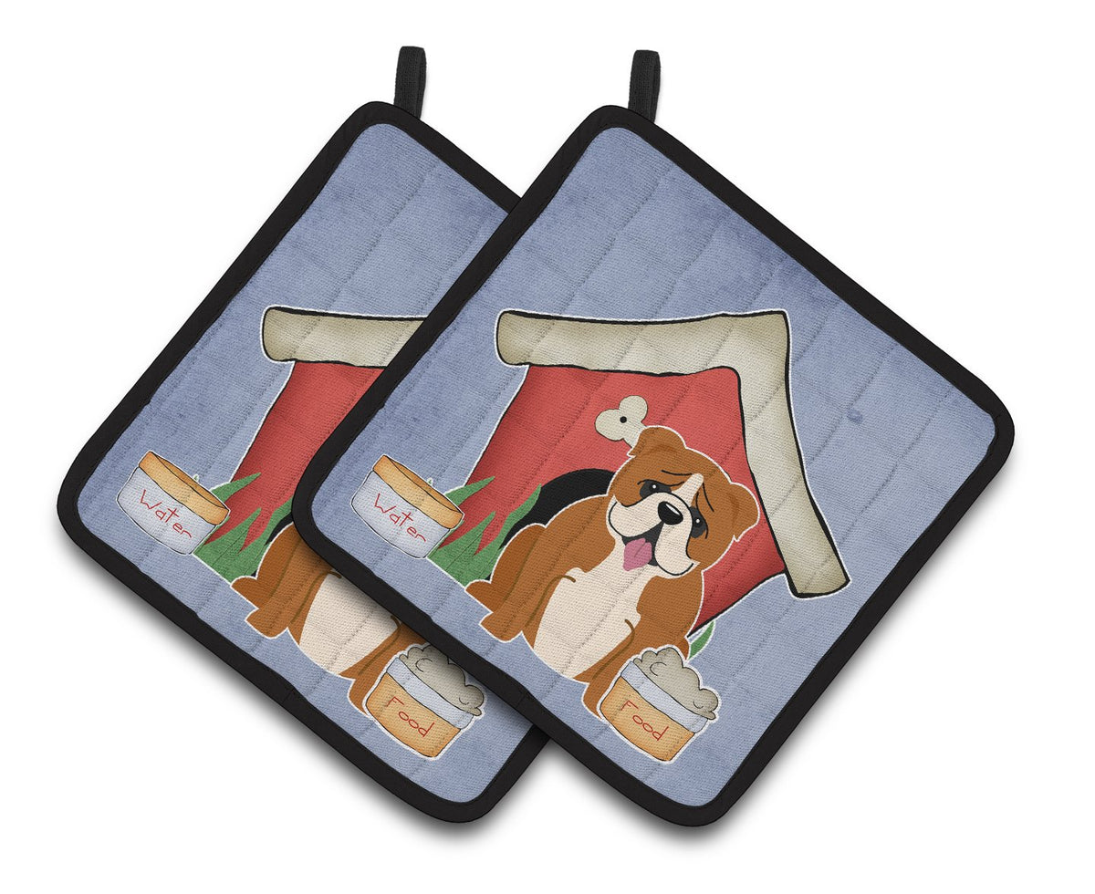 Dog House Collection English Bulldog Red White Pair of Pot Holders BB2874PTHD by Caroline&#39;s Treasures